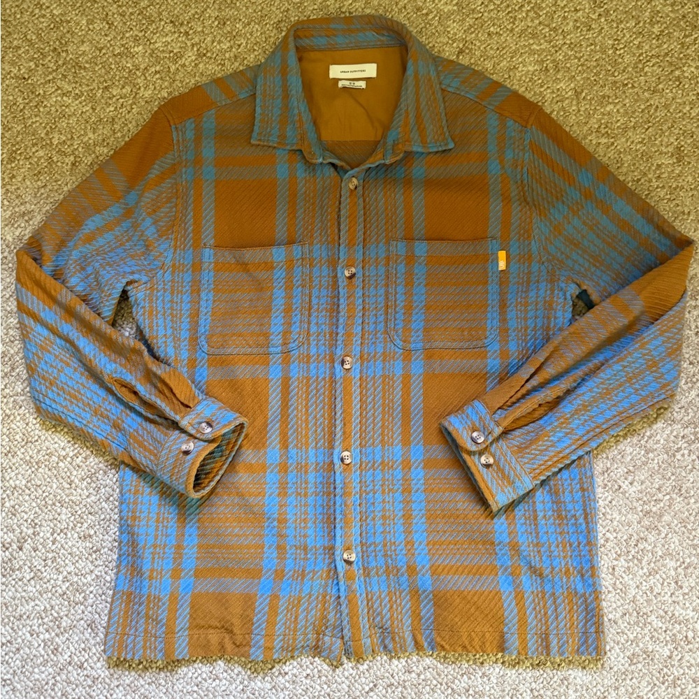 UO Vintage Brown and Blue Overshirt
